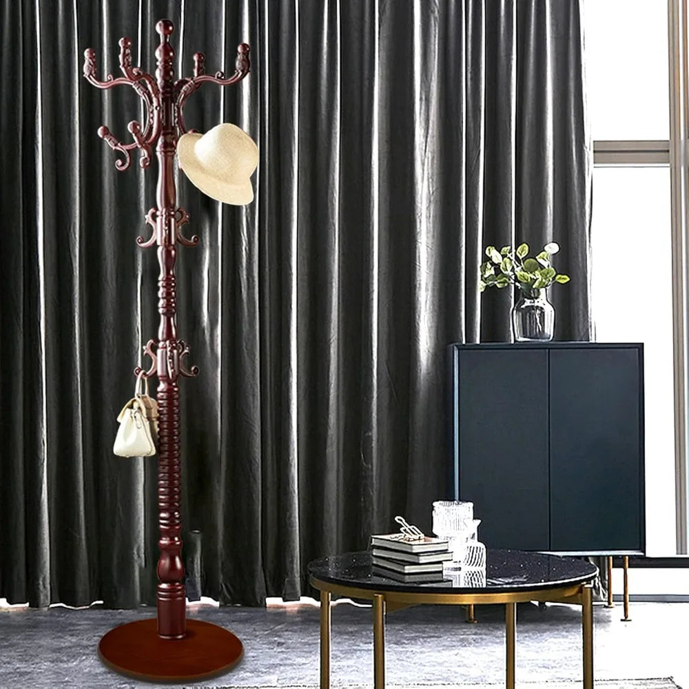 Standing Coat Rack  Tree Freestanding Wooden  Rack Modern  Racks Office  Stand for Hat Purse Corner Entryway