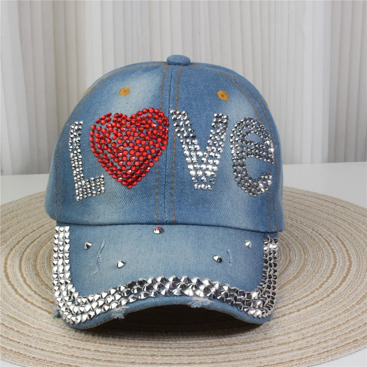 Wholesale Denim Baseball Caps Bling Rhinestone "TAKE ""LOVE" Heart  Snapback Hat A Dozen 12 pieces Mixed order