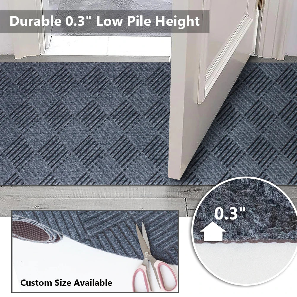 LITA Solid Plain Rubber Backed Non Slip Hallway Stair Runner Rug Carpet Durable Large Front Door Mats Indoor Entrance Mat