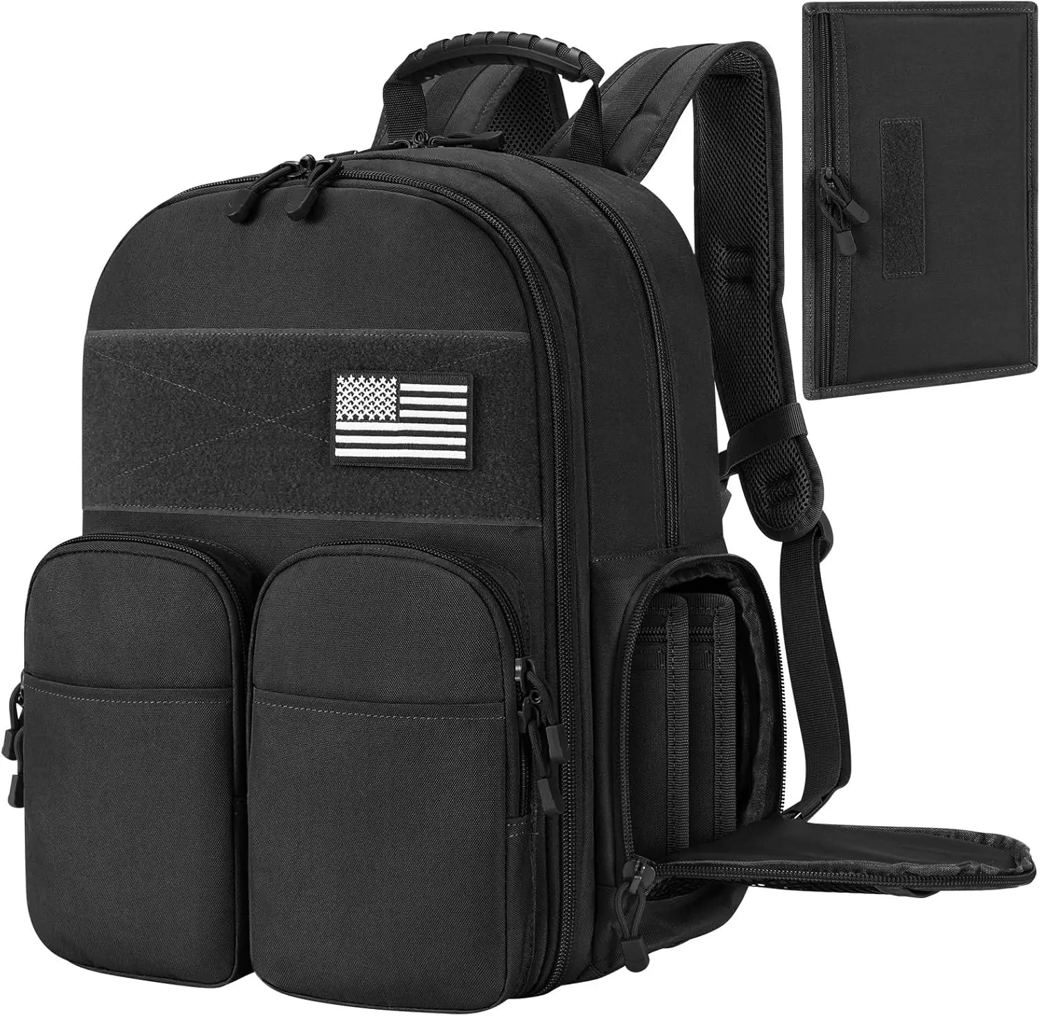 Tactical Range Backpack for Men - Pistol Case Daypack with Removable Divider, Black Regular