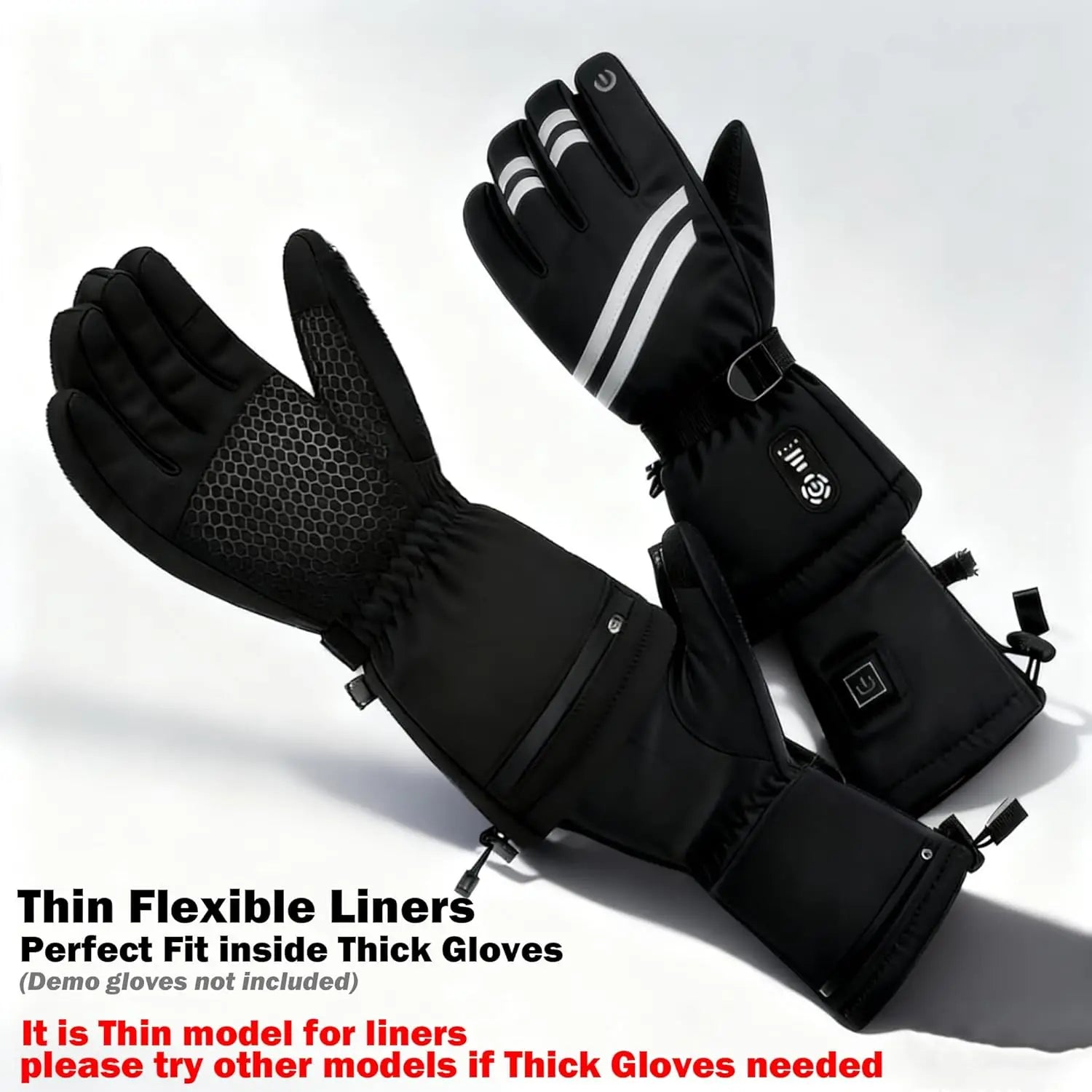 Rechargeable Heated Gloves Liners with 7.6V Battery, 3 Heat Modes, Waterproof & Touchscreen for Men Women – Outdoor Fishing, Hun