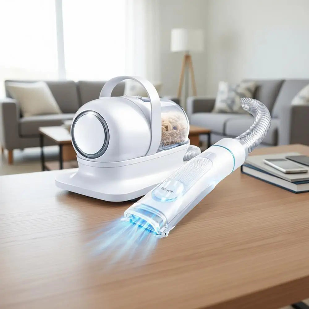 Pet Grooming Kit & Vacuum Suction for 99% Pet Hair Removal, Professional Clippers with 5 Grooming Tools for Dogs and Cats