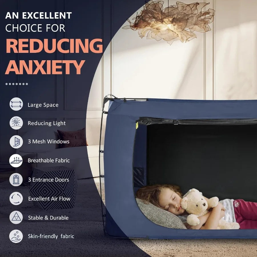 Bed Tent Bed Canopy Full Size Tents for Adult and Original Design Portable Dream Tent Indoor Sleeping Tents 80 Blackout with 3