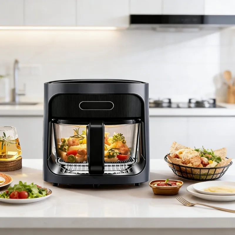 Air fryer Household glass liner Uncoated large capacity electric fryer Steam tender roast cooker  air fryer oven