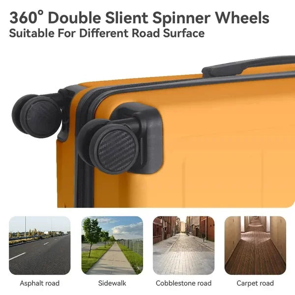 Luggage Sets ABS Hardshell 3pcs Luggage, Lightweight Durable Suitcase sets Spinner Wheels Suitcase 20''24''28'' (Yellow)