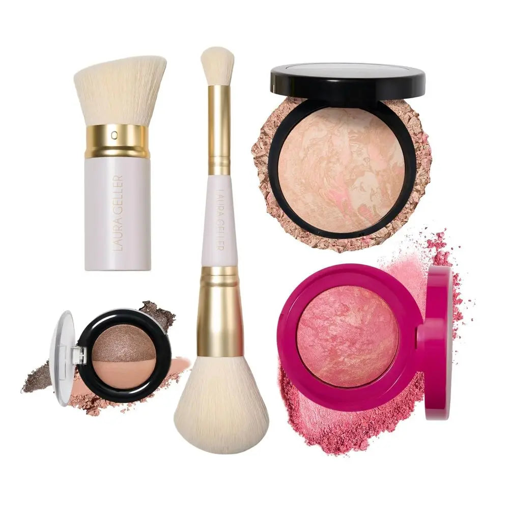 Daily Routine Kit | Porcelain | Limited Edition Makeup Set | Baked Foundation or Mature Skin, Exclusive Blush, Eye, Retractable
