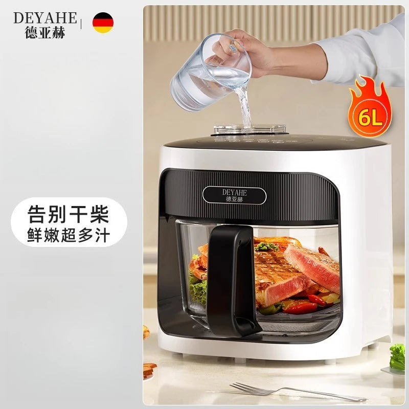 Air fryer Household glass liner Uncoated large capacity electric fryer Steam tender roast cooker  air fryer oven