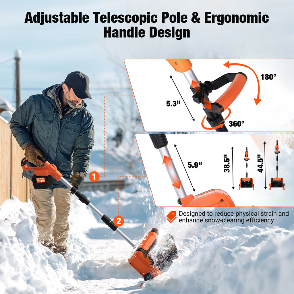 24inch Brushless Electric Snow Blower Snow Sweeper Foldable with Wheels & Battery For Mak 18V Battery For Garden Outdoor