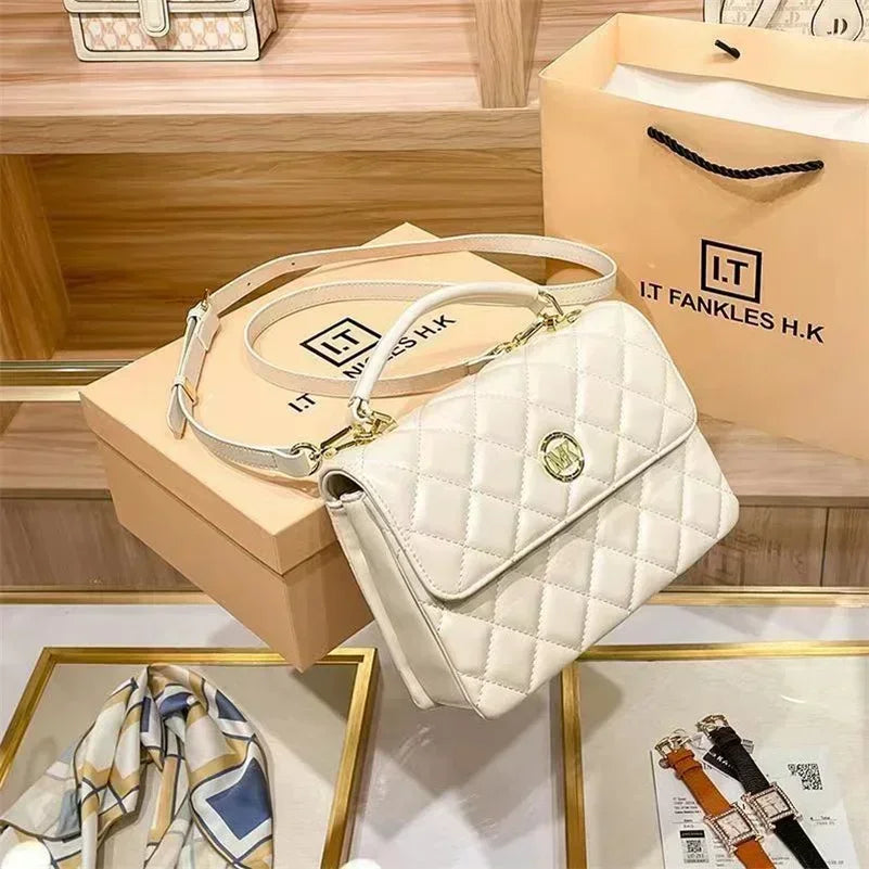 Lebou Chain Bag Darling Grid Handheld Craft Chain Bags Ancient Egypt Series Lebou and CF Combination, Original Cowhide BC10