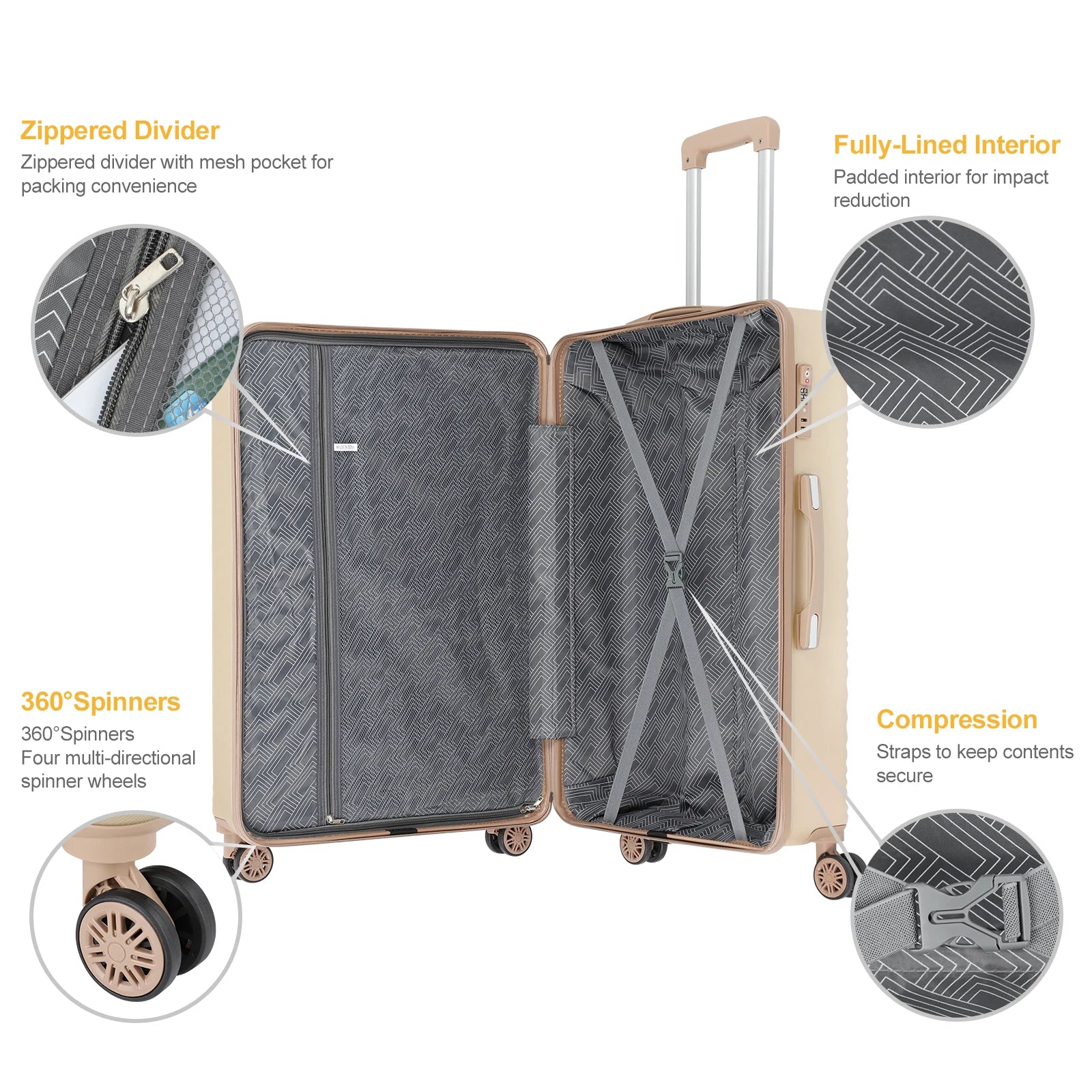 PC+ABS Expandable Luggage with Double Spinner Wheels & TSA Lock - Mint Green Airline Approved