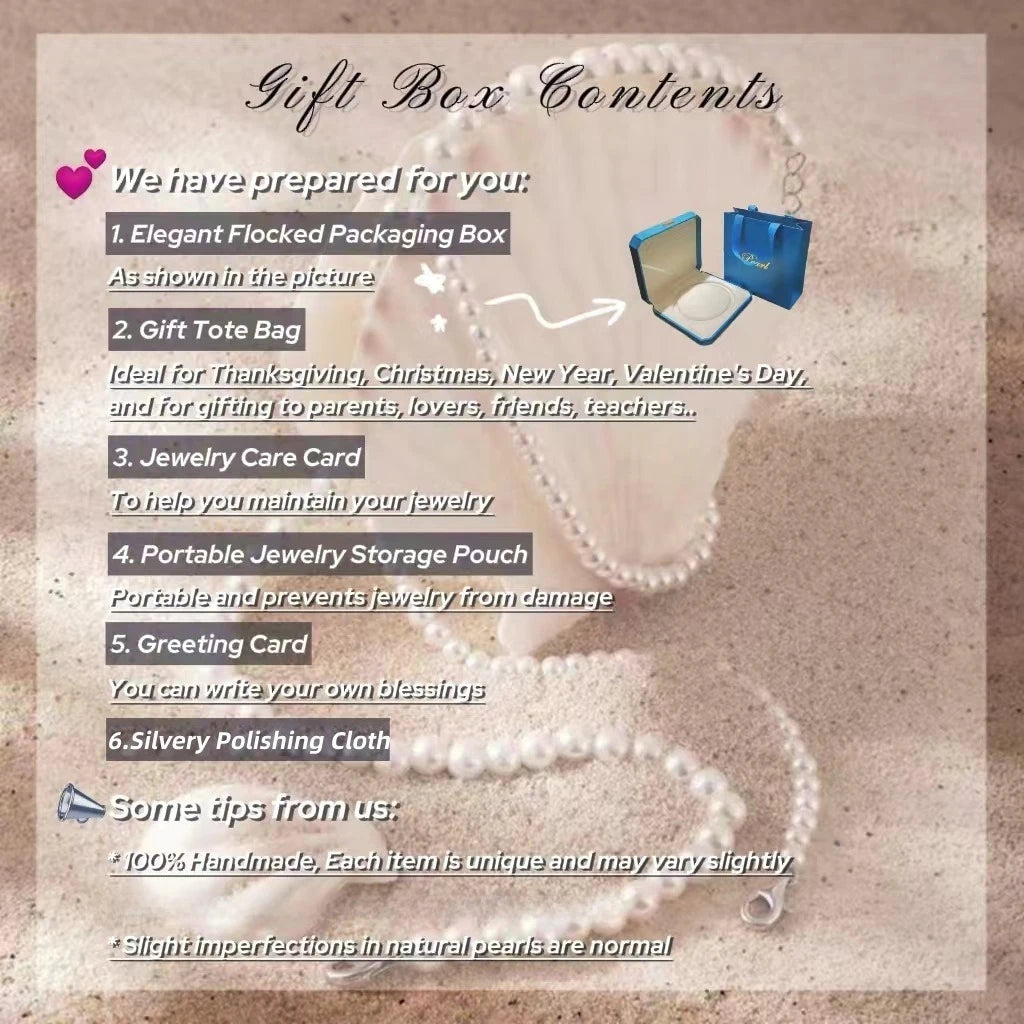 MYSOYA 15-20mm White Baroque Freshwater Pearl Necklace Extender Chain Gift Box Perfect For Wedding Birthday Christmas New Year