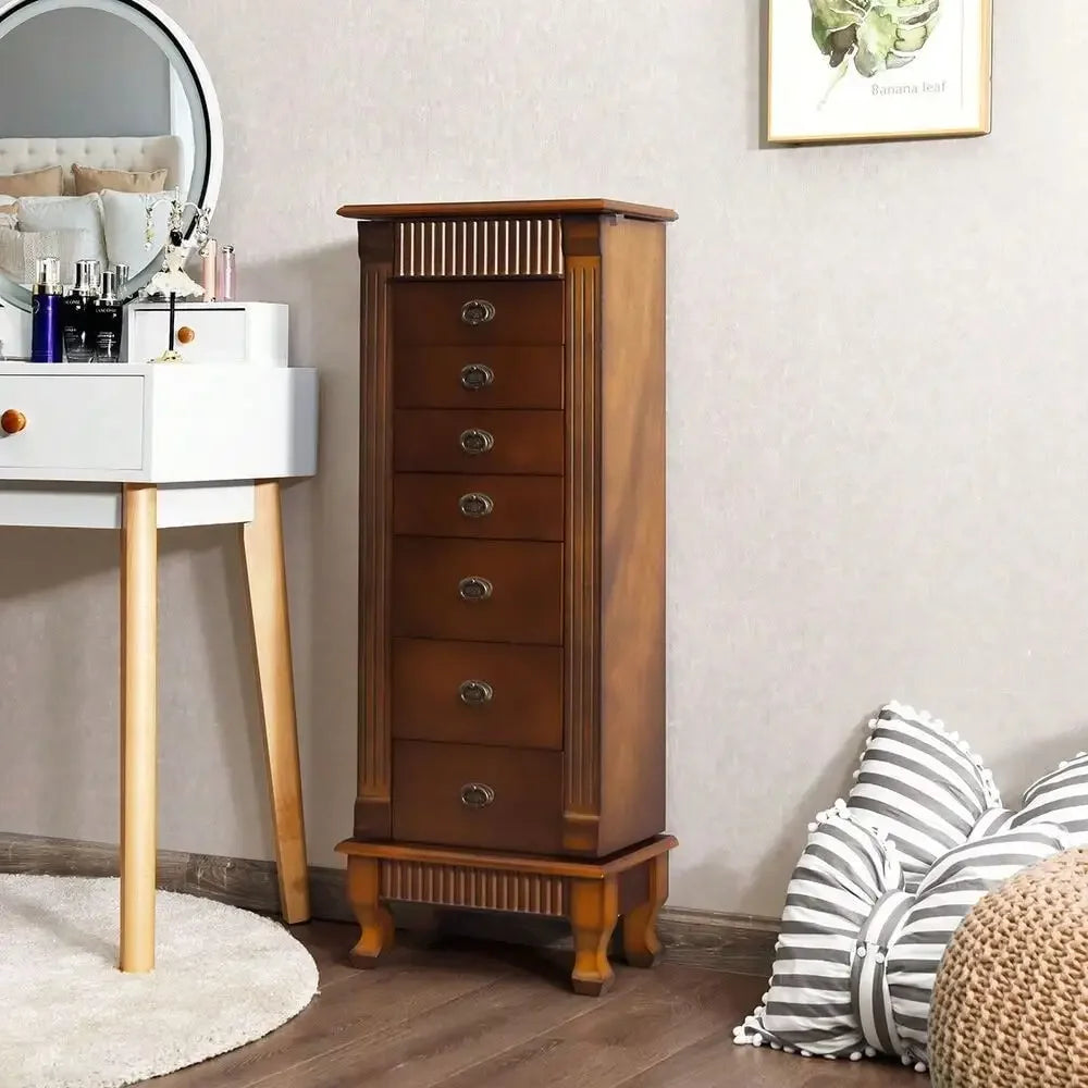 Jewelry Cabinet Armoire Box Storage Chest Stand Organizer Wood Christmas Gift