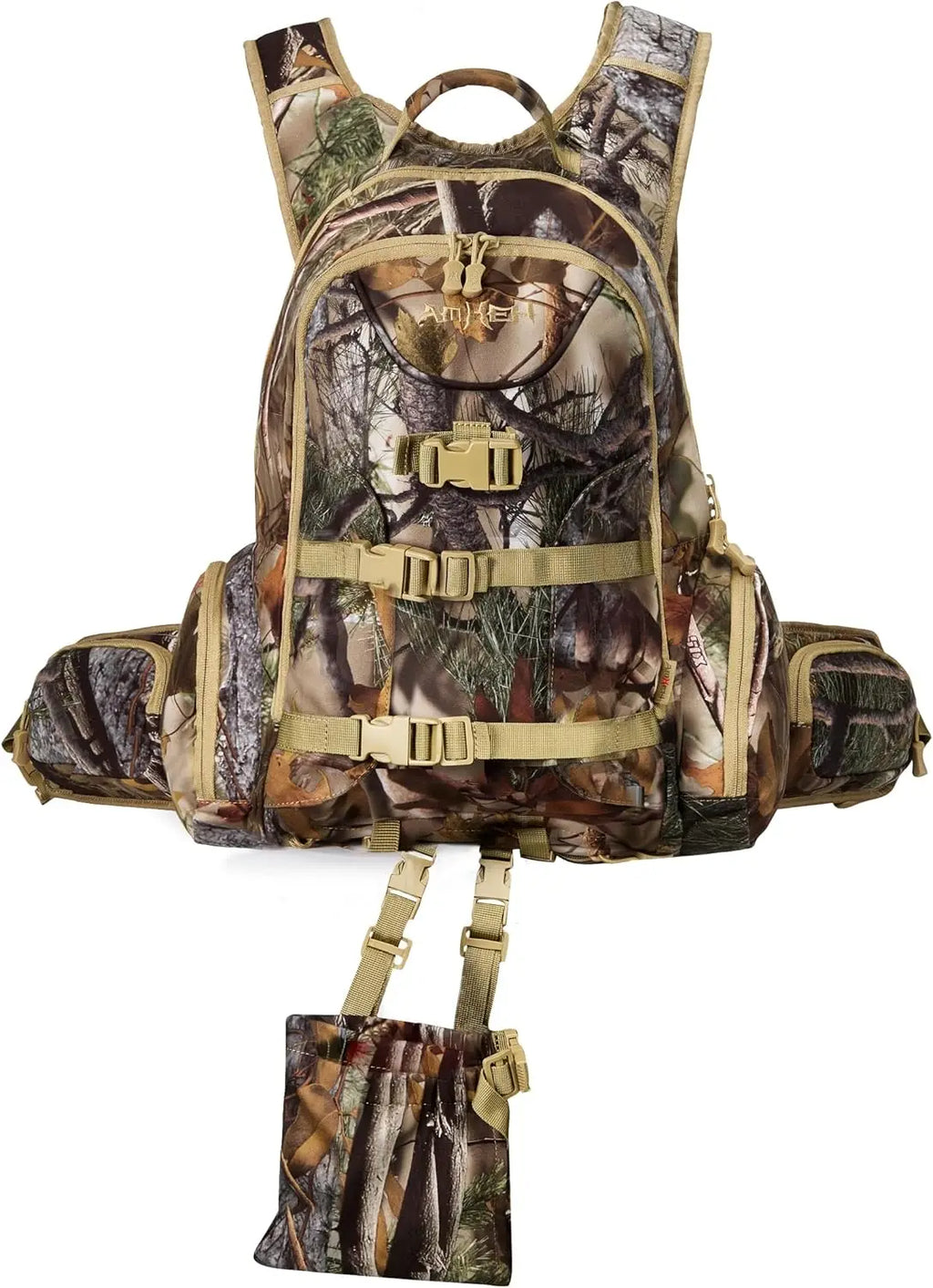 Hunting Backpack with Rifle Bow Holder 31L - Silent Anti Glare Hunt Day Pack with Quick Access, One Size Fits Most Camo