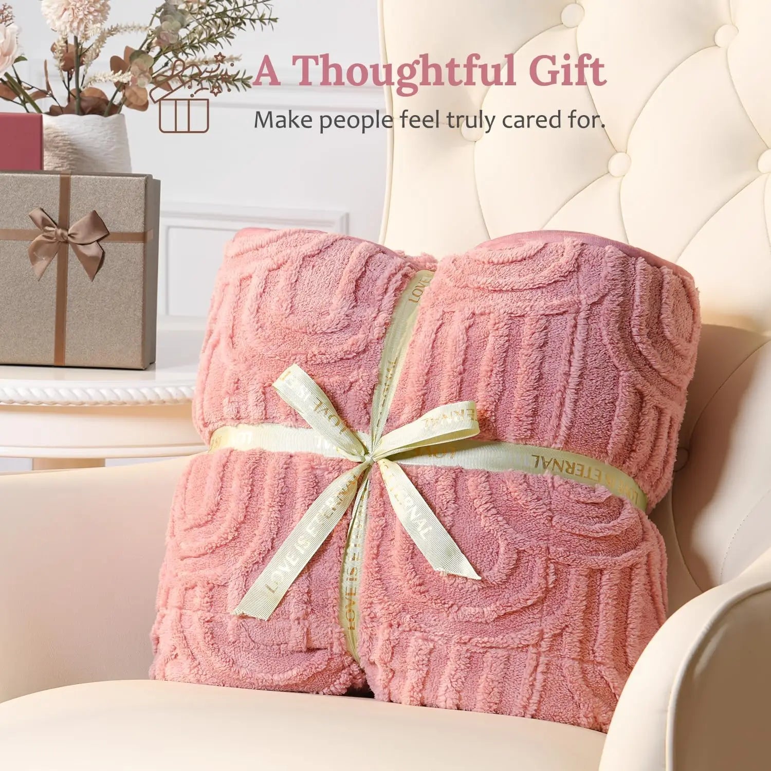 15 lbs Weighted Fleece Blanket for Sleep, Soft Dual-Sided Sherpa & Fuzzy Cover, Cozy Winter Throw (Apricot Pink, 60x80 Inches)