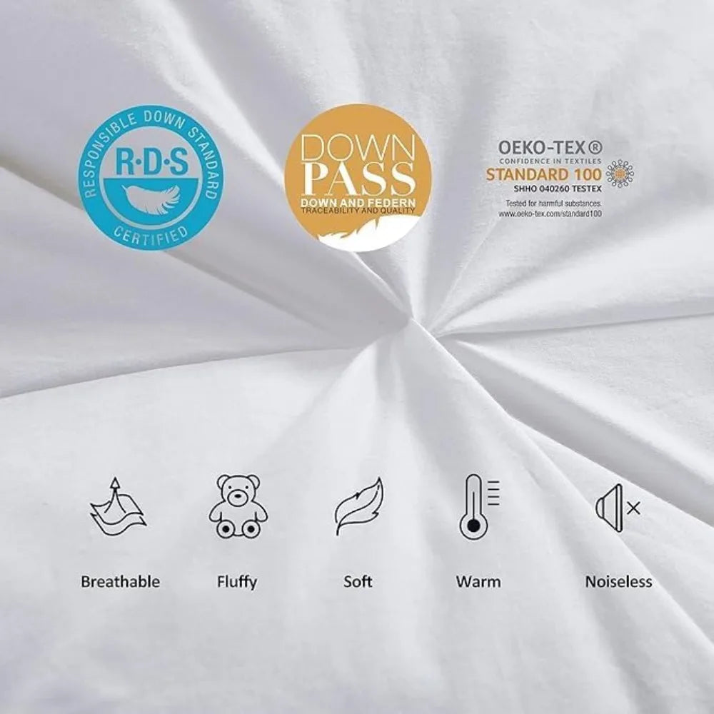 Luxury Siberian Goose Down Queen Comforter Duvet Insert - 1200 Thread Count Egyptian Cotton All-Season Comfort