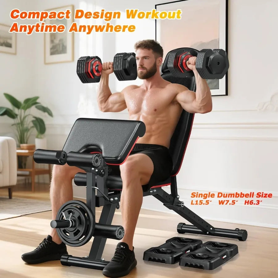 XDDIAS Adjustable Dumbbell Set of 2 with Fast Adjust Weights for Home Gym 25/55/80LB Capacity 5/10/16 in 1 Free Weights Dumbbel