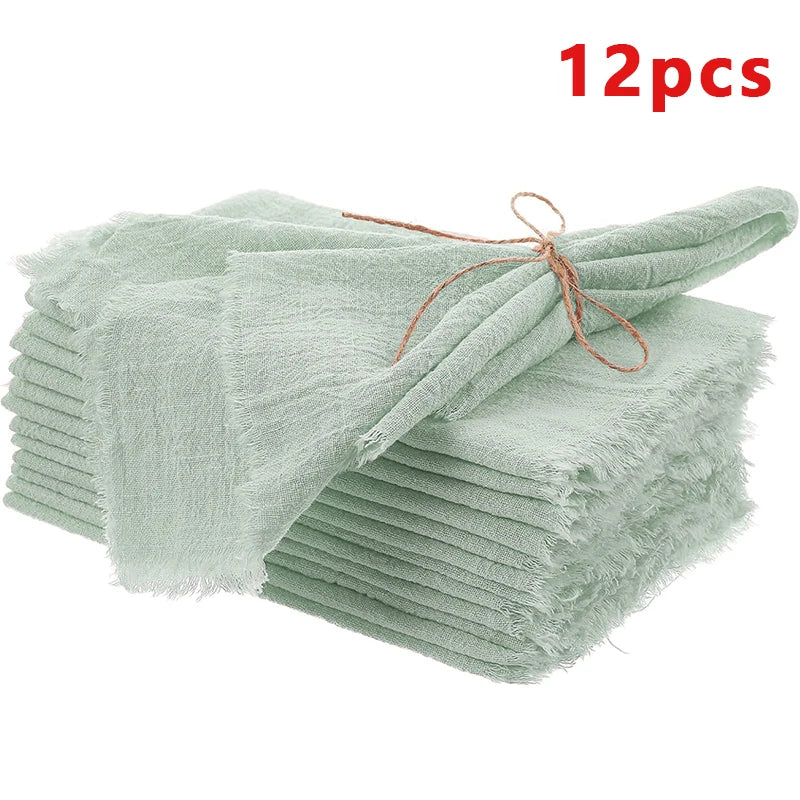 6/12pcs Vintage Rustic Napkins Retro Burr Soft and Absorbent Napkin Cloth Linen for Wedding Party Table Decorations 32x32cm
