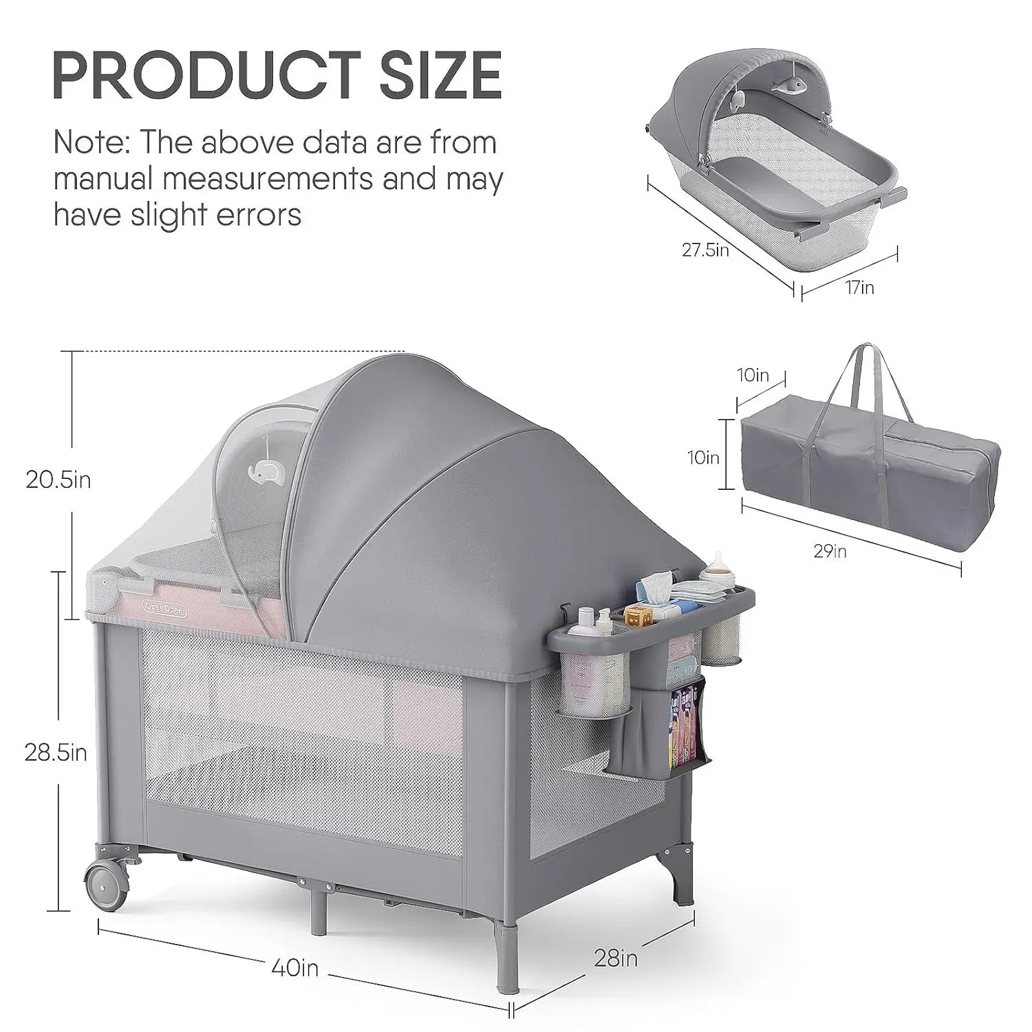 4-in-1 Baby Bassinet with Playard, Sleeper Nest, Changing Table, Mosquito Net & Canopy for Newborn to Toddler