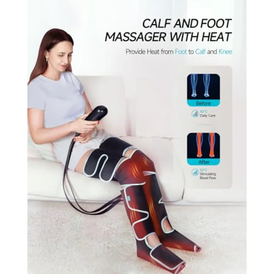 ALLJOY Leg Massager for Circulation and Pain Relief: Ideal for Daily Use at Home or Office Features Heat Therapy and Adjustable