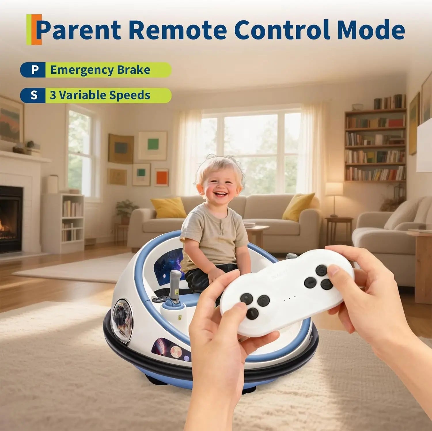 12V Kids Electric Bumper Car with Parent Remote Control, 360° Spinning & Music, 2 Speed Modes, Safety Belt Ride On Toys for Kids