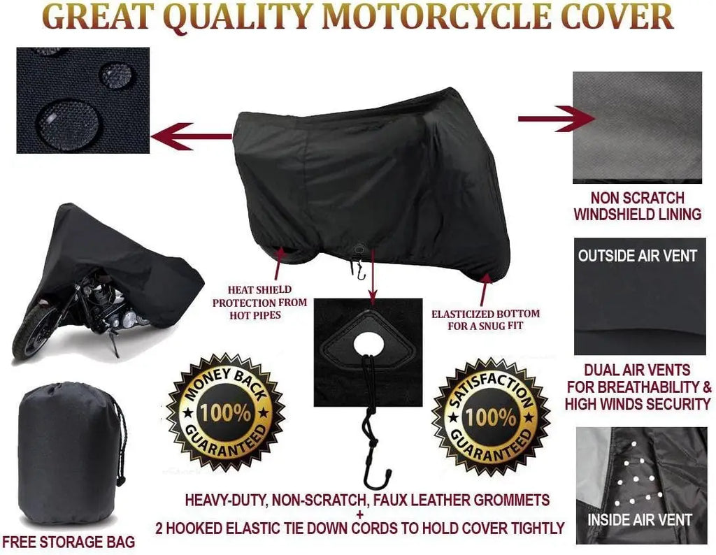 Heavy-Duty Motorcycle Cover with UV Protection, Breathable Fabric for All-Weather Vehicle Protection