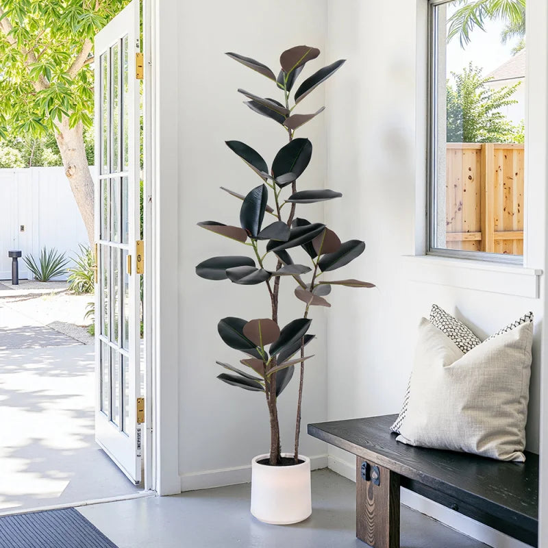 6ft Artificial Oak Plant With Plastic Pot Indoor Outdoor living room home Decor Gift Shipping from the USA