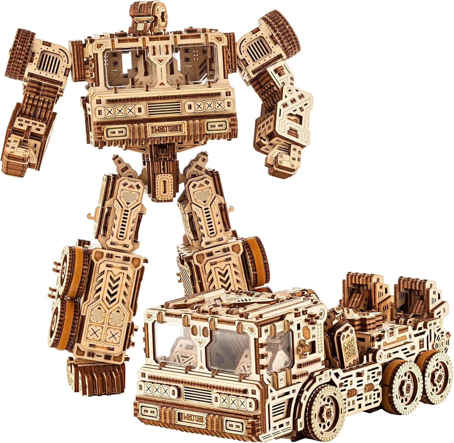 Timbertron Robot & Truck 3D Wooden Puzzles for Adults and Kids to Build - Rides up to 9 ft - Wooden Models Engineering DIY Proje