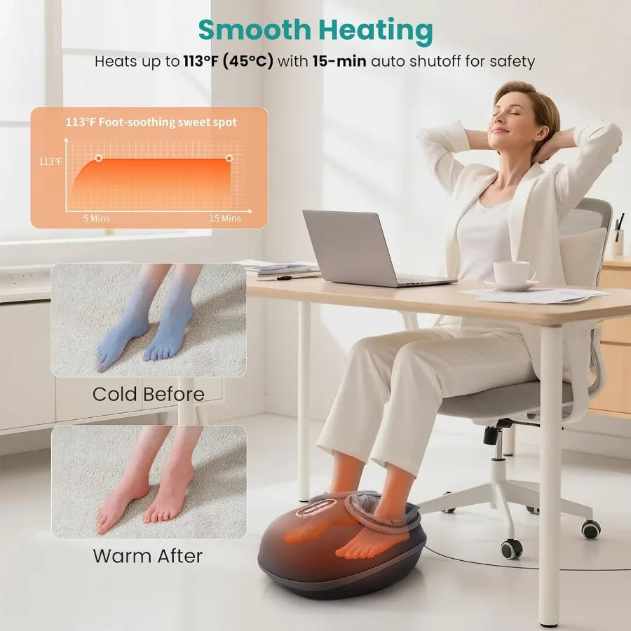 Shiatsu Foot Massager with Heat FSA Eligible Deep Kneading Therapy Air Compression for Home Office Use Enhances Blood Circulati
