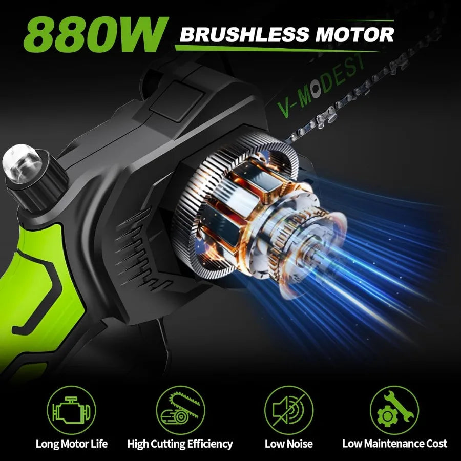 4in1 Cordless Pole Saw Electric Pruning Shears for Tree Trimming and Garden Maintenance 8Inch Blade with 15ft Max Extension Pol