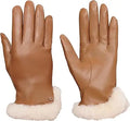 Women's Sheepskin Leather Gloves with Conductive Palm Technology for Touchscreen Use