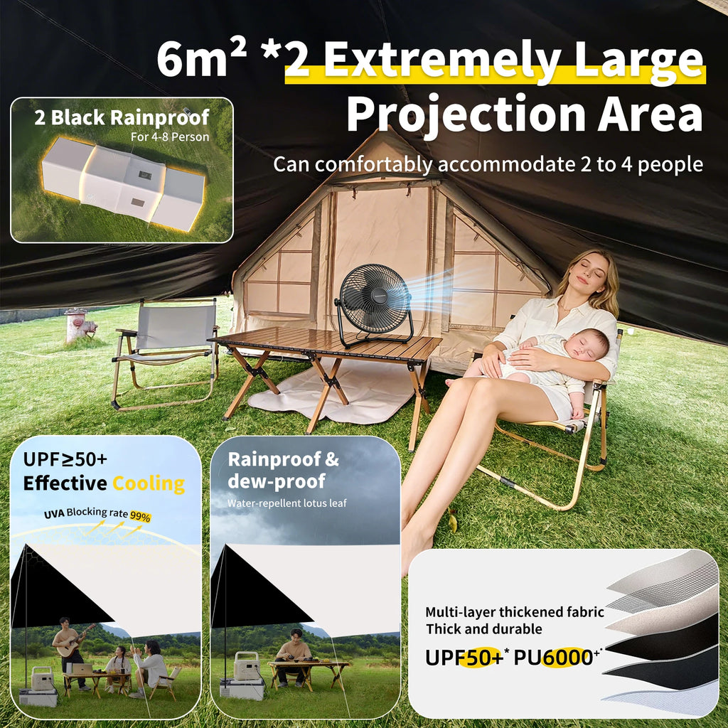 Inflatable Camping Tent 8-10 Person,129 Square Feets Large Inflatable Camping Tent with Stove Jack,Blow up Tent with Mesh Window