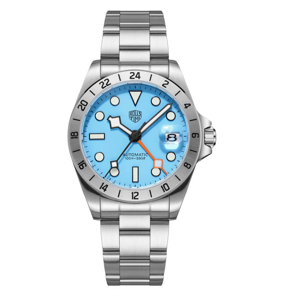 RollsTimi GMT Men's Watches Luxury NH34 Automatic Watch For Men Mechanical Wristwatch AR Sapphire Waterproof Luminous Gift Clock