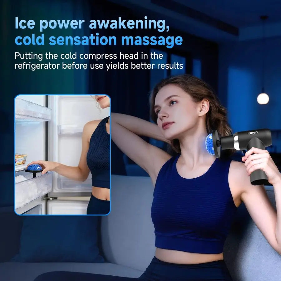 Hot and Cold Fascia Gun Detachable Extended Handle Massage Gun,Deep Tissue Massage Gun, Used for Relieving Pain in The Back Musc