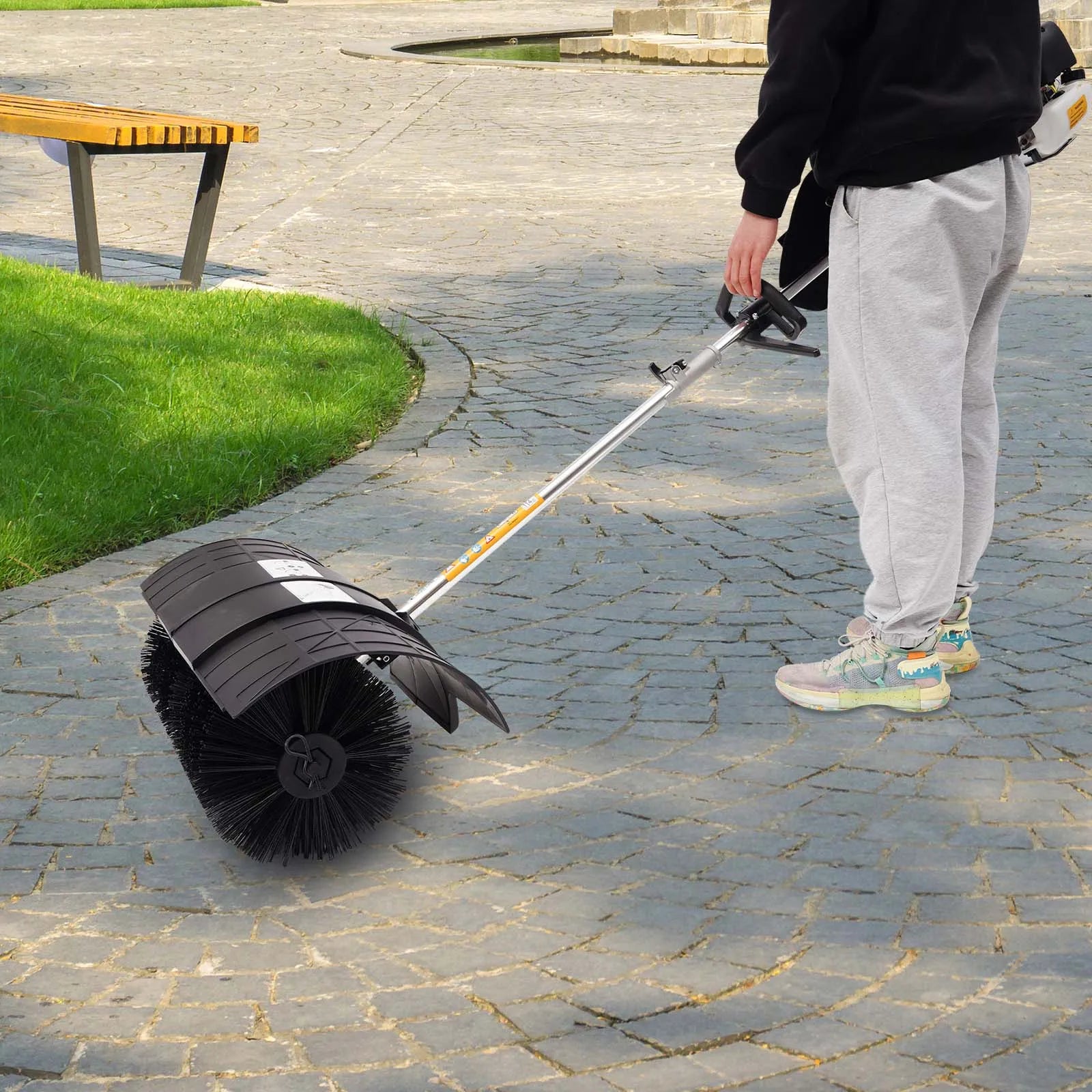8500rpm Gasoline Powered Broom Sweeper,1700W 52CC 2-Stroke Gasoline Lawn Cleaning Sweeping Machine, Handheld Sweeper