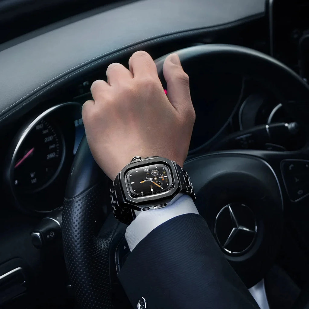 Luxury Stainless Steel Case Mod Kit for Apple Watch Ultra 3 2 1 49MM Liquid Silicone Strap for IWatch Series 49MM Accessories