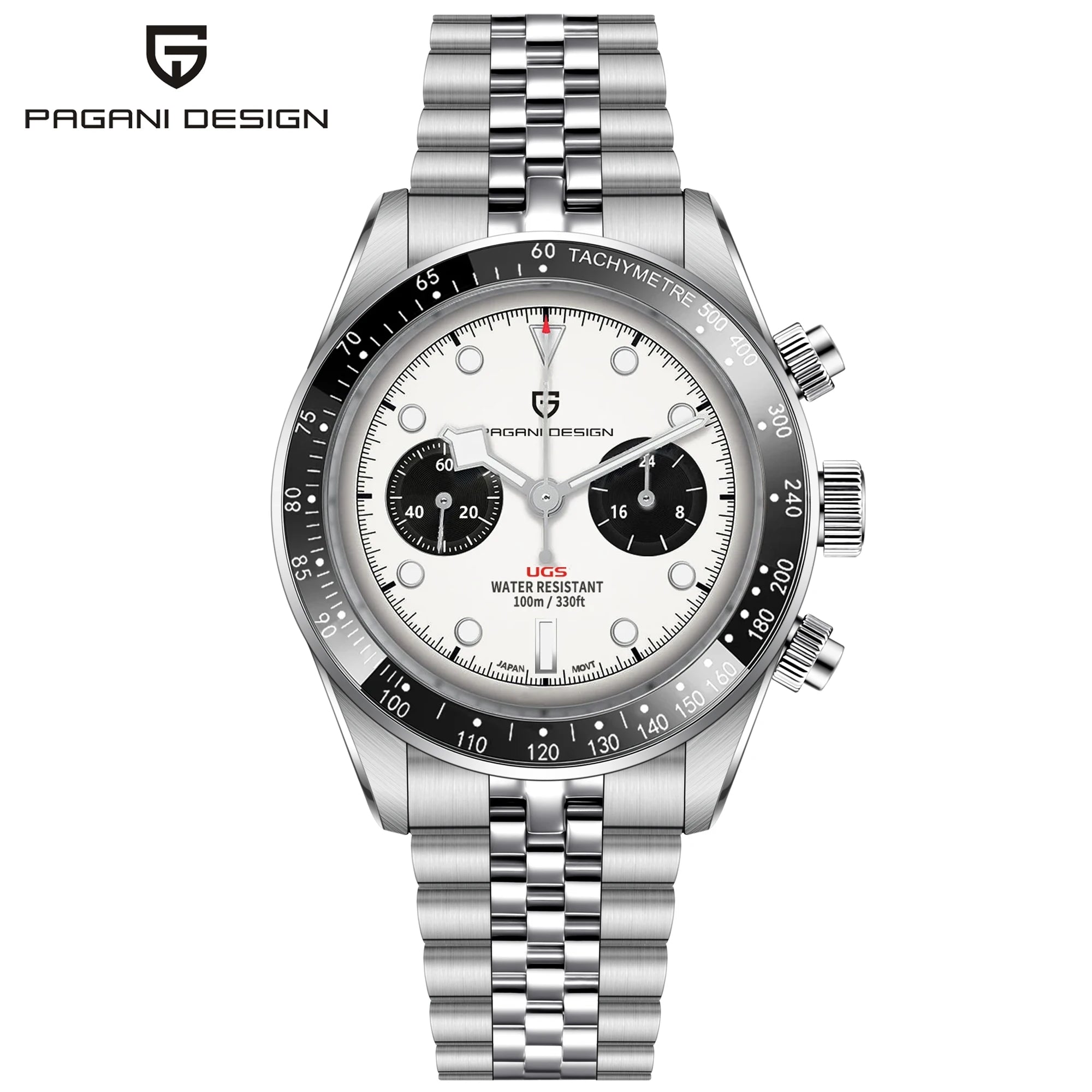 PAGANI DESIGN Chronograph Sport Men's Watches BB Panda Quartz Watch Men Stainless steel bracelet 100M Waterproof Wristwatch Men