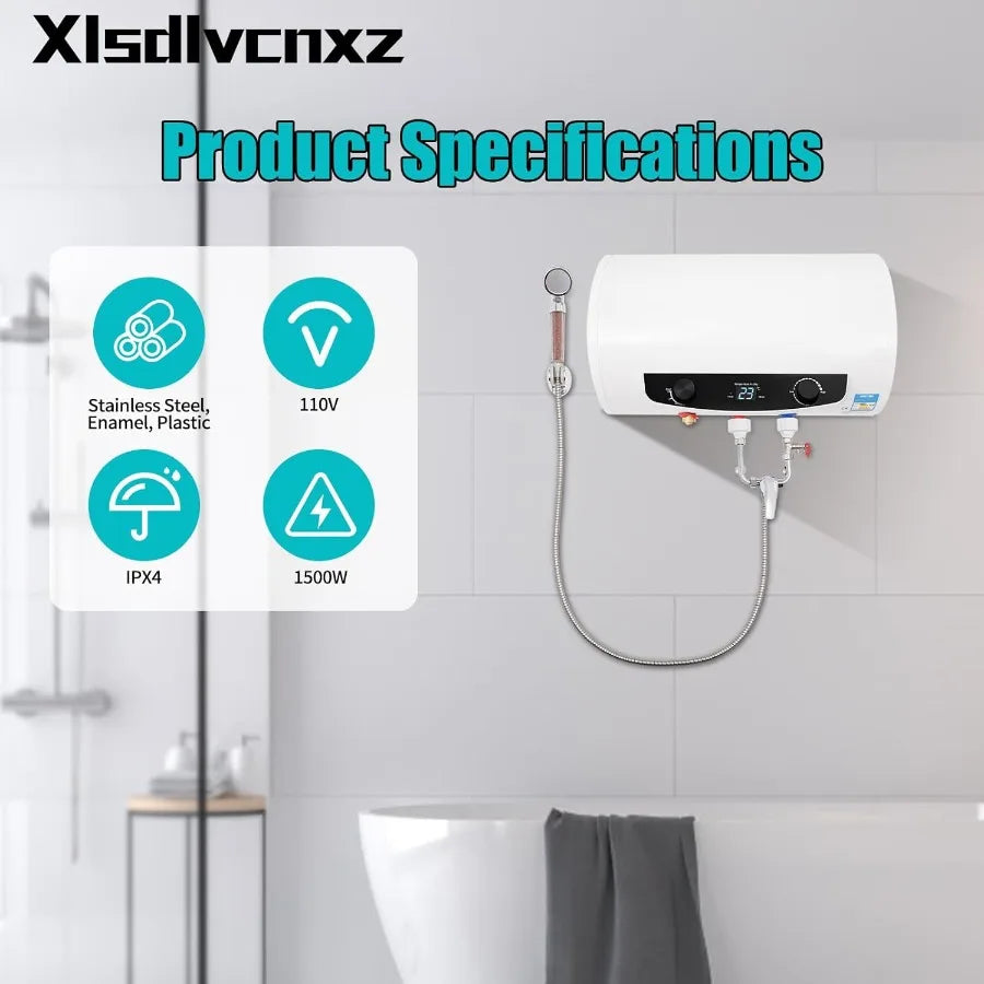 1500W Electric Water Heater 10 Gallon 110V Wall Mounted Tank for Bathroom and Kitchen Use Energy Efficient Rapid Heating with B