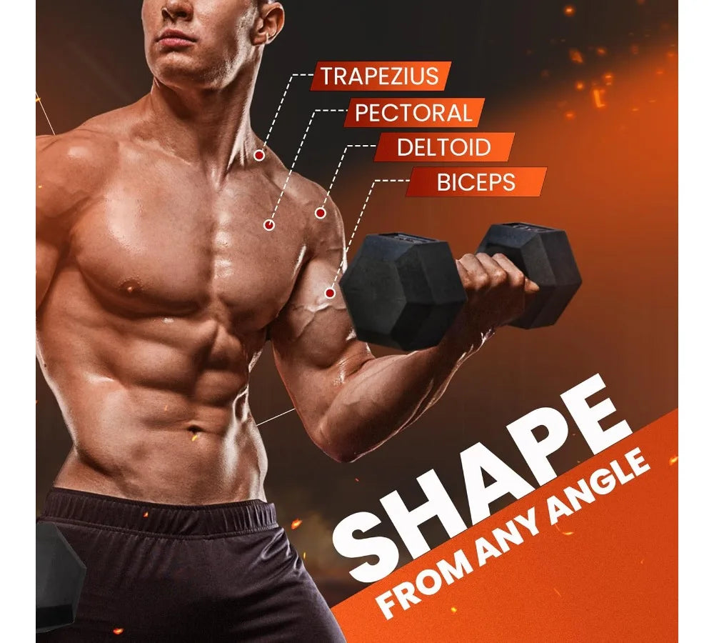 Anti-Slip Hex Dumbbell 5-50LBS Single Hand Weight for Home Gym Fitness Workout