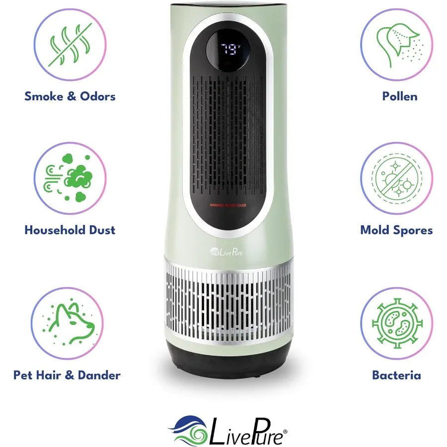 3-in-1 LP500 Clean Heat Air Purifier Electric Heater Oscillating Portable Heater with Dual Heat Settings and Advanced Air Filtr