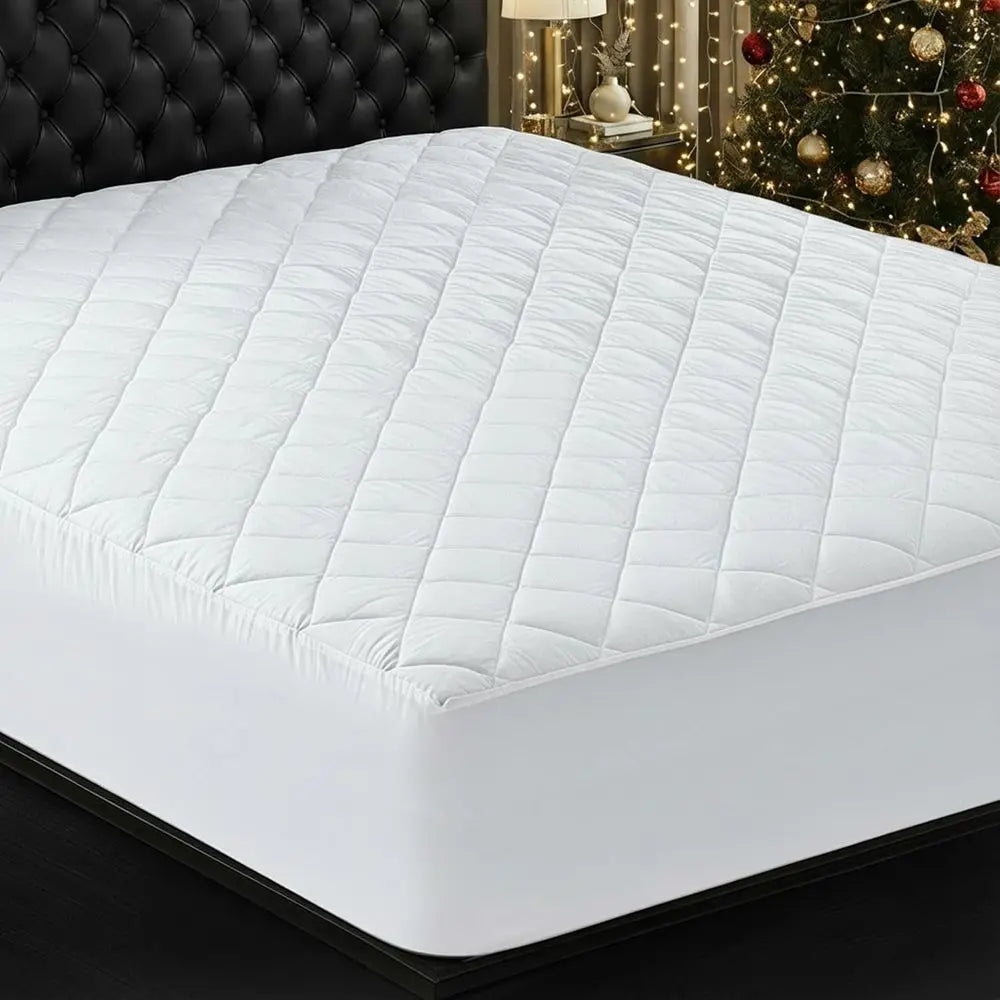 Fitted Mattress Pad, Queen Size, Elastic Fitted Mattress Topper Protector and Cover with Deep Pocket Stretches up to 16 Inches,