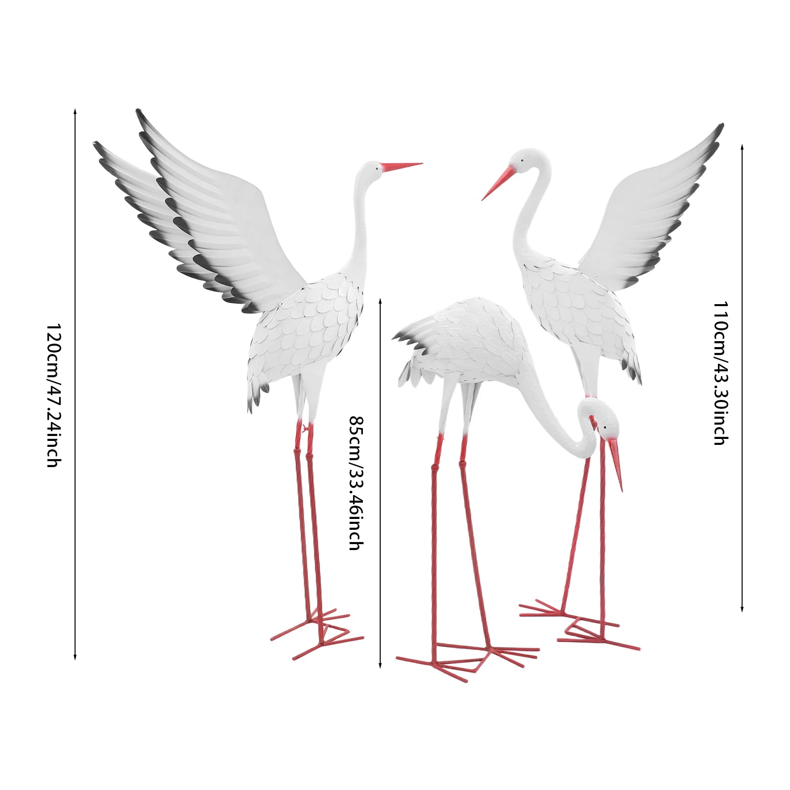 Artificial Egret Prop Decoration 3 PCS Crane Statues 3-Pack Outdoor Crane Statue Ornaments Realistic Crane Decoration