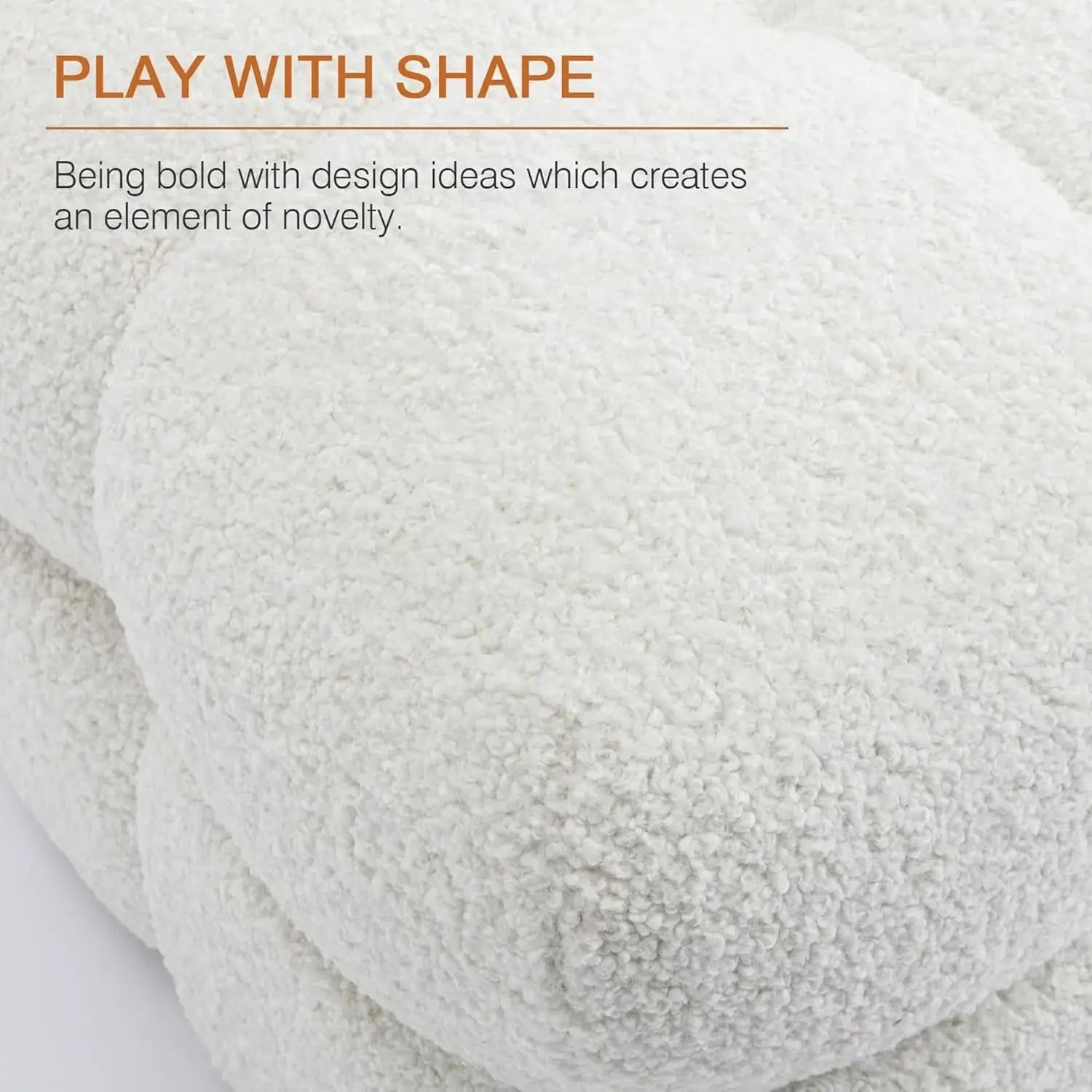 Modern Square Pouf Ottoman, White Upholstered Tufted Cube Stool for Living Room, Fuzzy Sherpa Foot Rest