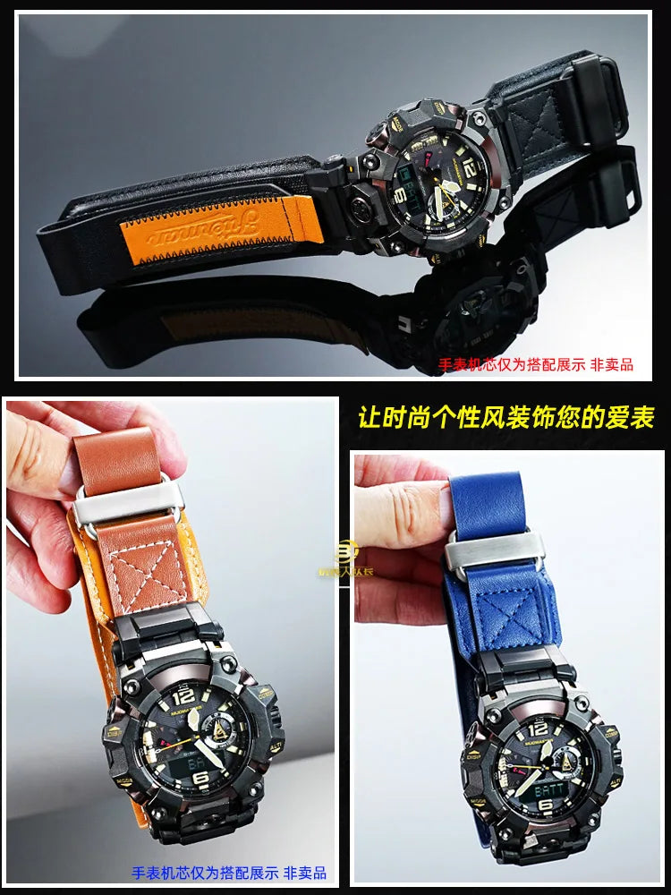 GWG-B1000 Modified Cowhide strap for Casio G-SHOCK third-generation Big Mud King for First /second generation GWG-1000/GWG-2000