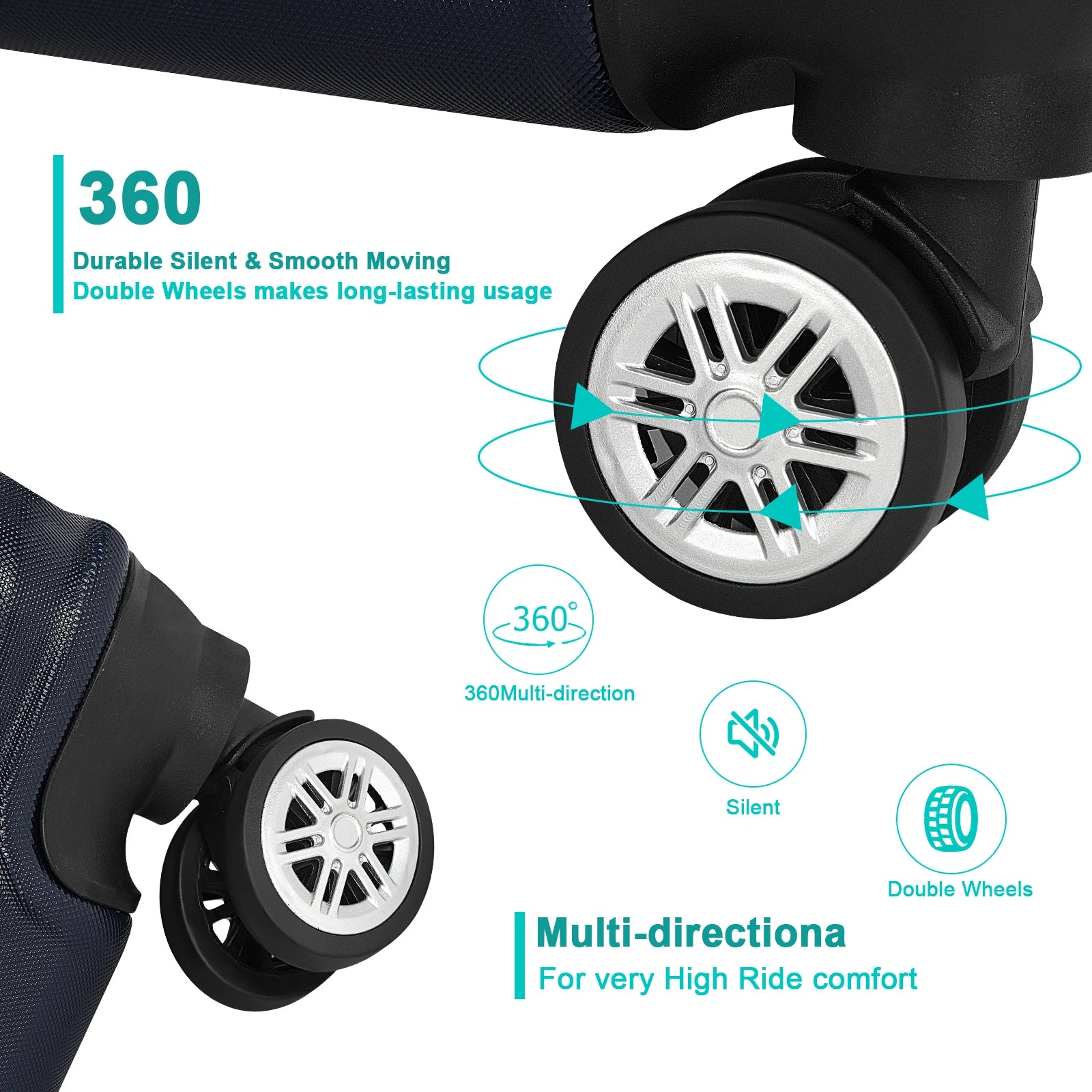 3-Piece ABS Hardshell Luggage Set w/TSA Lock - 28in Large Suitcase with Silent 360° Spinner Wheels, Check-In Travel Suitcase