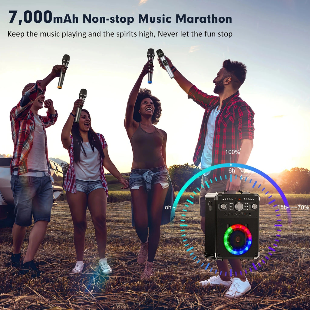 S8-T Kara Ok with 3 Microphones,Portable Bluetooth 5.3 Kara Ok Speaker, Suitable for Outdoor Activities, Parties and Parties