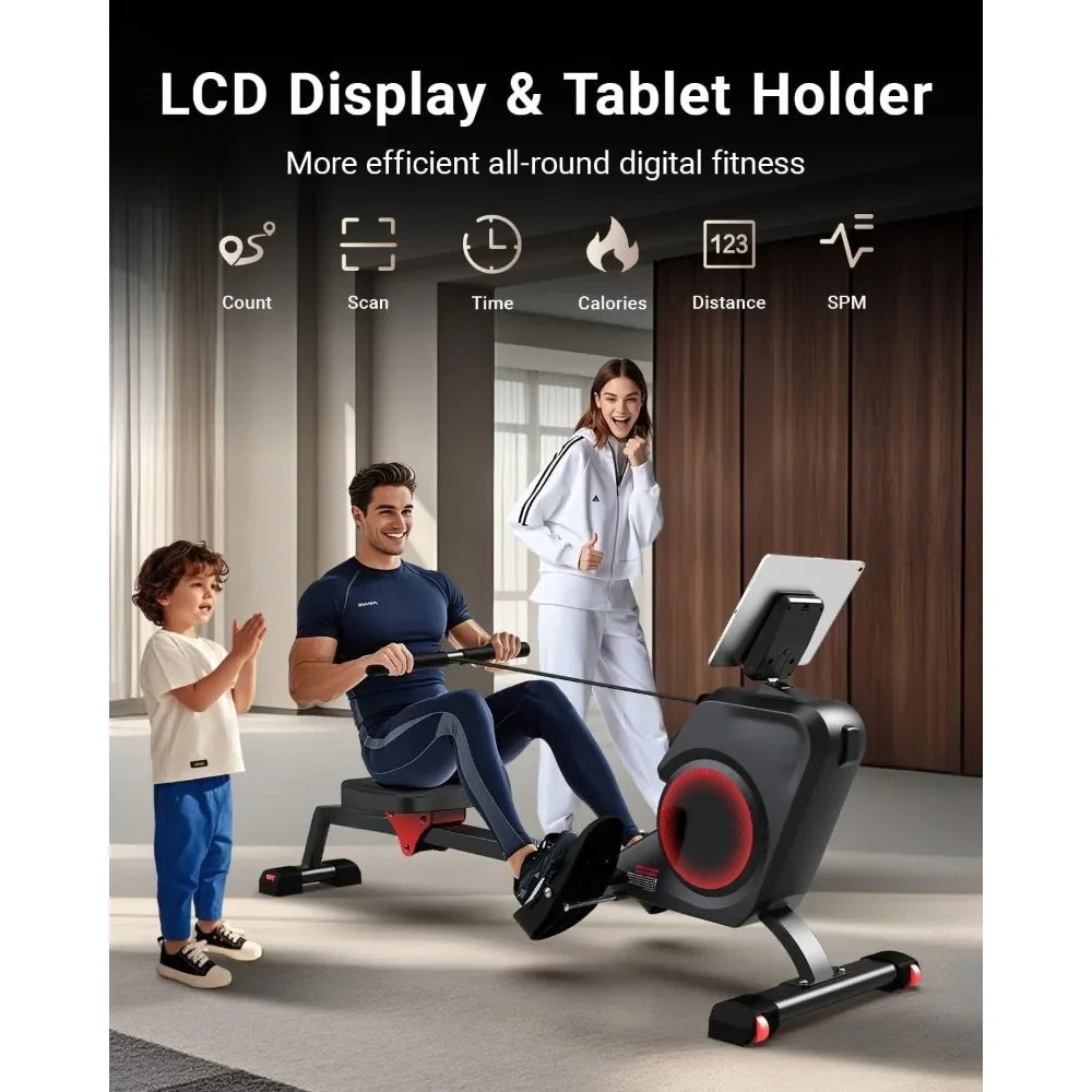 Magnetic Rowing Machine for Home with US Mute System Bluetooth Connectivity And App Support for Full-Body Home Workouts