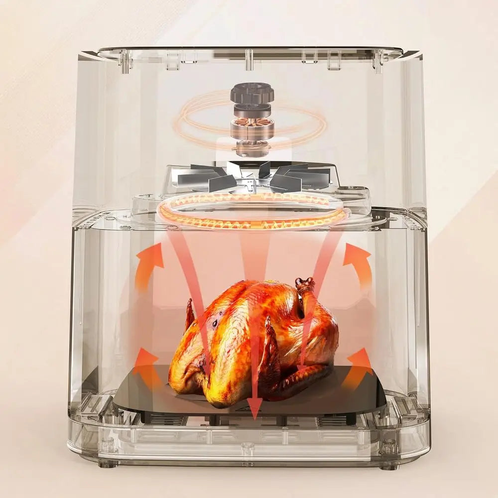 Stainless Steel 8Qt Large Digital Air Fryer with Window, Nonstick Made without PFAS, Touchscreen Display, 400F, NonStick Basket,