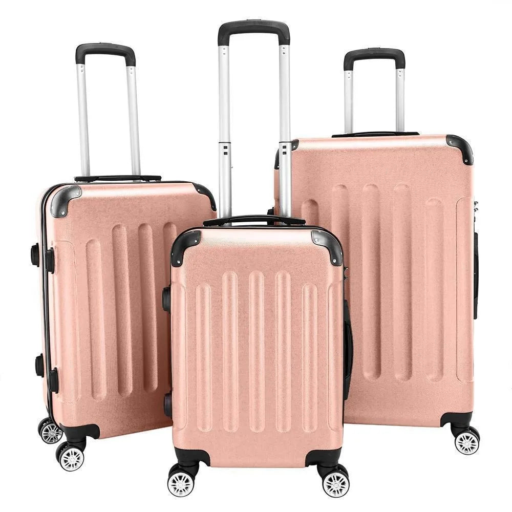 Lot 3 Luggage Set ABS Trolley Spinner 20"/24"/28" Suitcase Travel Organizer