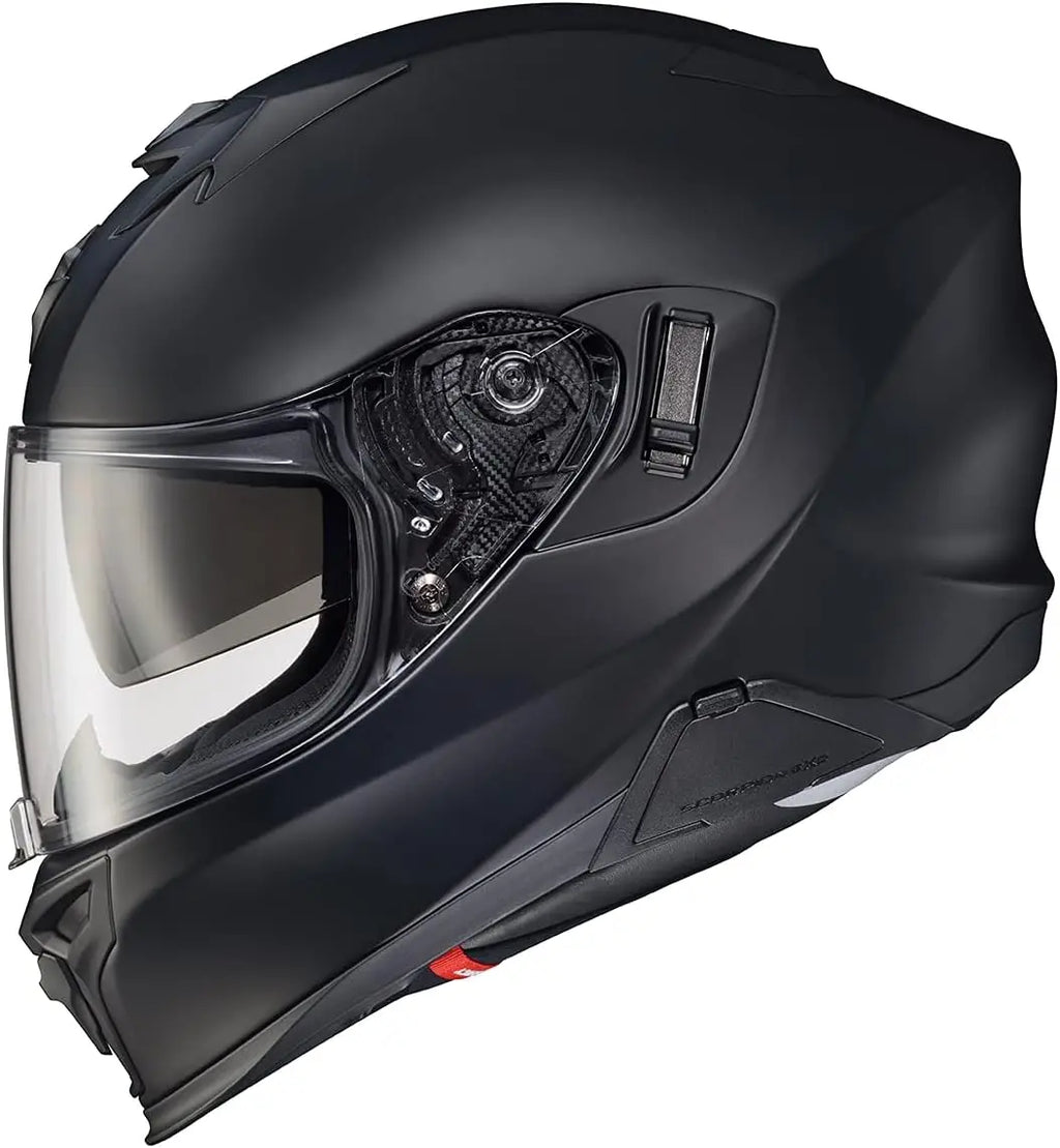 Full Face Touring Motorcycle Helmet with Bluetooth Ready Speaker Pockets DOT ECE Approved Solid (Matte Black-X-Small)