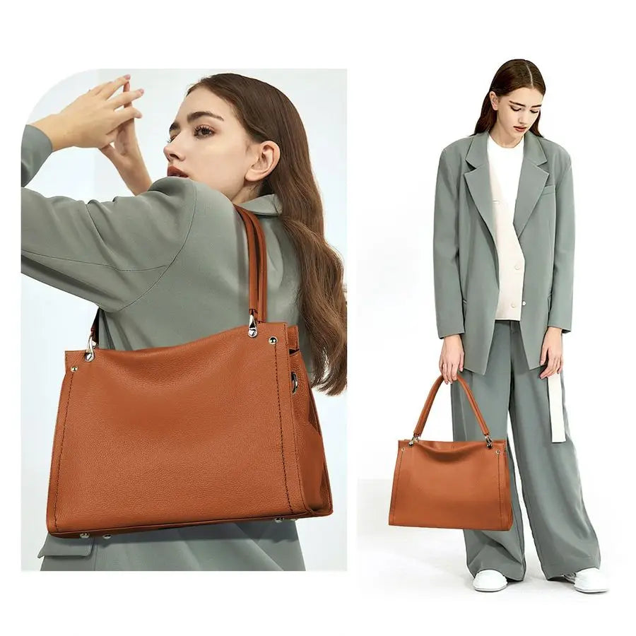 Genuine Leather Purses with Detachable Satchel Strap, Ladies Tote Bag Handbags TopHandle Shoulder Hobo Bags